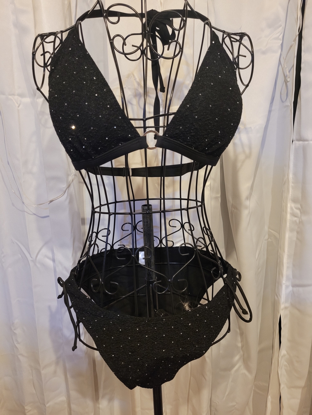 Amazon Black Rhinestone Triangle Bikini Set